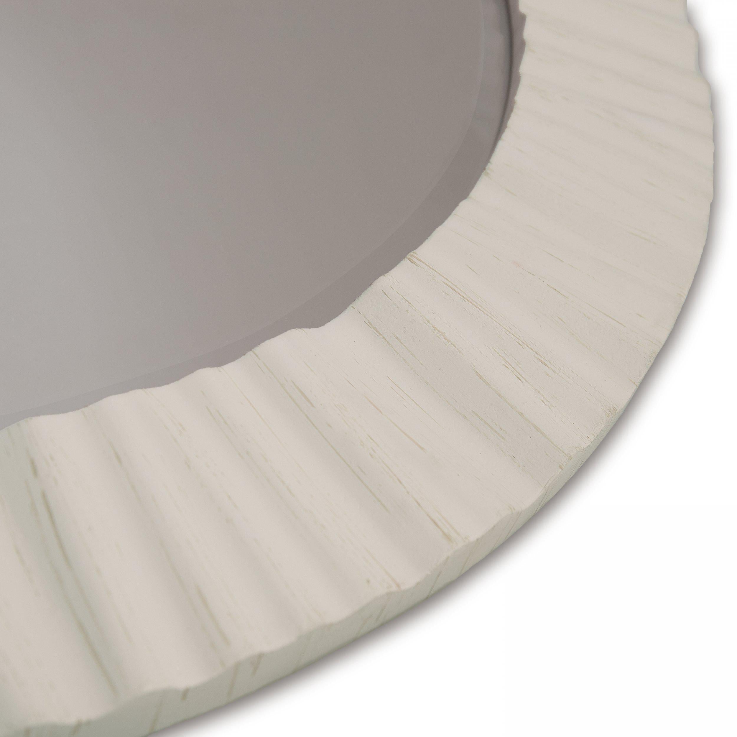 Langley Off White Round Wall Mirror